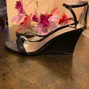 🌈 Rampage Black Lace Wedge Heels